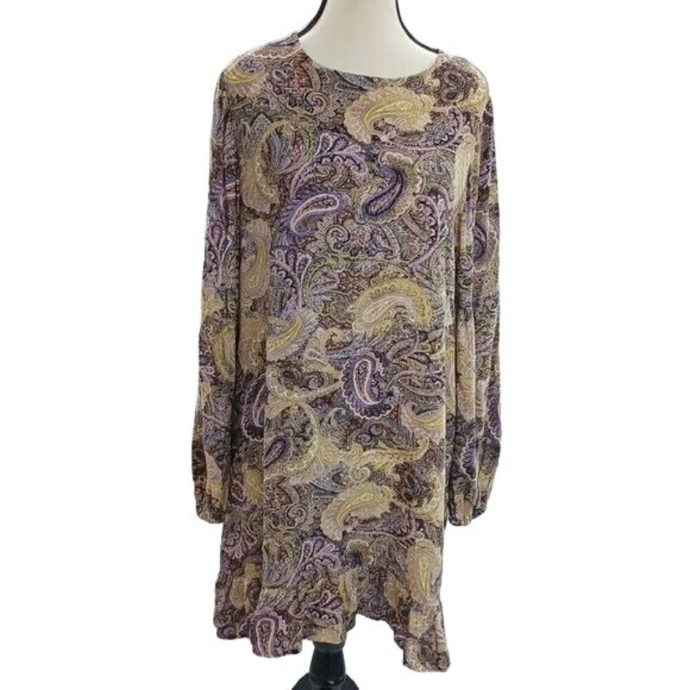 Sanctuary Dress Multicolor Long Sleeve Ruffle Shift Shirt Dress Size Large